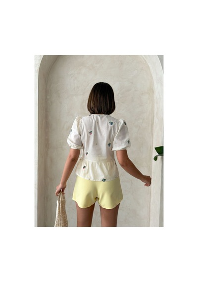 Verymoda Kemer Detaylı Şort Etek D2641 Sarı