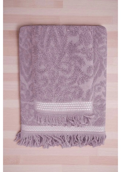 2 Parça Jakarlı Banyo Havlu Takımı %100 Pamuklu 90x150 Cm Arden Mor Çok Renkli