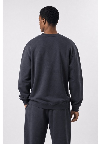 Erkek Respire Basic Oversize Sweatshirt Füme