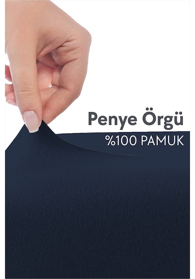 Calmera %100 Pamuk Penye Lastikli Çarşaf Tek Kişilik 90x190 - 100x200 - 120x200 Lacivert