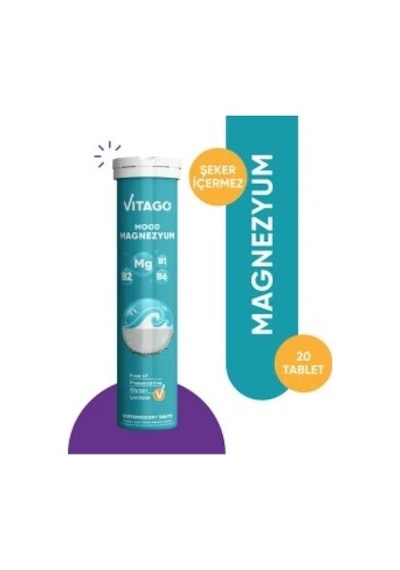 Vitago Mood Magnezyum Vitamin B1 Vitamin B2 ve Vitamin B6 İçeren Takviye Edici Gıda﻿﻿ 20 Efervesan Tablet