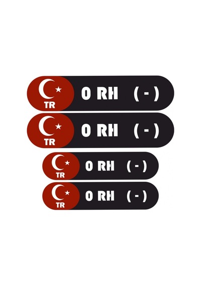 Kan Grubu Kask Etiketi 4 Parça 0 Rh - Etiket Sticker