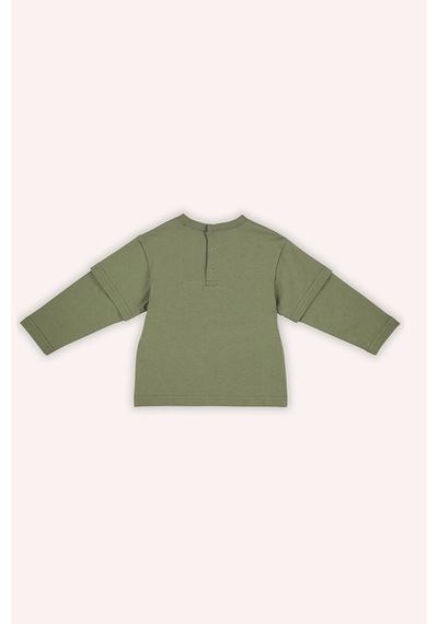 Panço Erkek Çocuk Baskılı Uzun Kollu T-shirt Haki