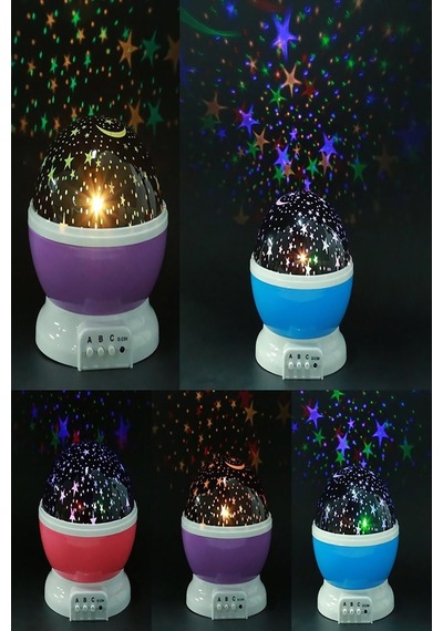 Buffer Yıldız Ay Led Bebek Çocuk Dekoratif Dönen Gece Lambası Mavi