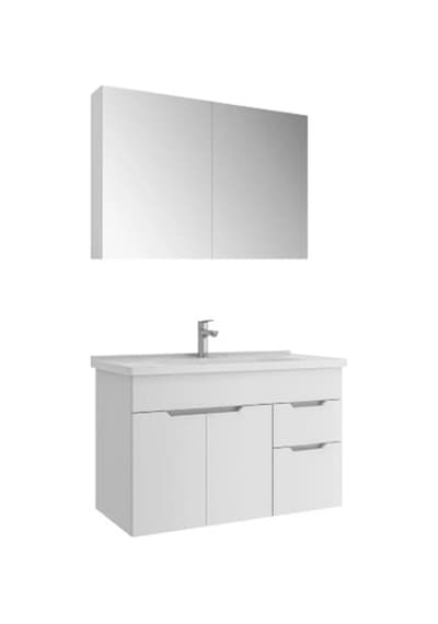 Kale Stora 100 Cm Set Parlak Beyaz Lavabo Dolabı + Aynalı Dolap