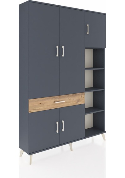 Arges Dolap 10 Raflı Tek Çekmeceli 5 Kapaklı 132x30x195 Antrasit-antrasit/çam Antrasıt/atlas Çam Arges Dolap 10 Raflı Tek Çekmeceli 5 Kapaklı 132x30x195 Antrasit-antrasit/çam Antrasıt/atlas Çam