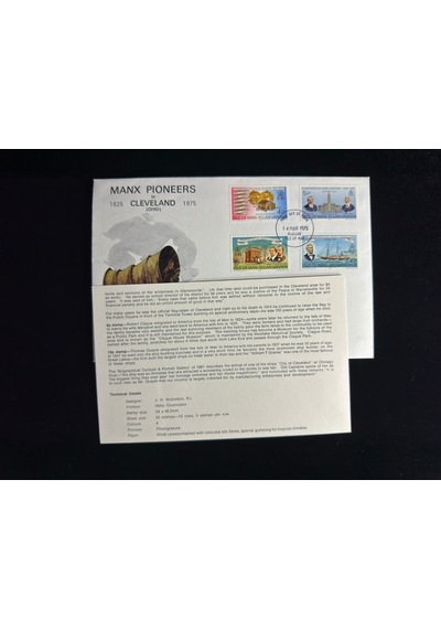 İsle Of Man Fdc 1975 Manx Pioneers To Cleveland Ohio İlk Gün Zarfı  Teşhir Ürün
