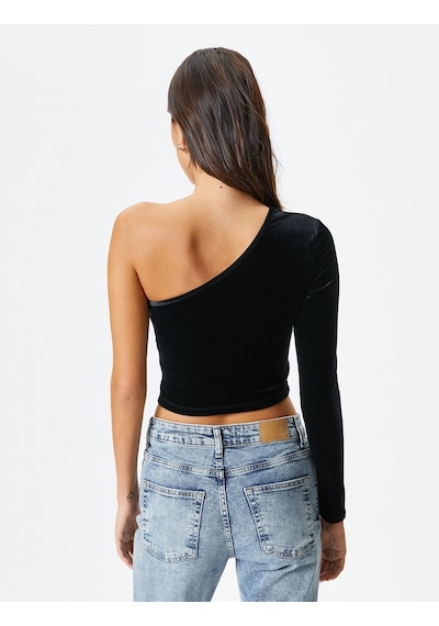 Koton Kadife Tek Omuz Tişört Crop Siyah 4wak50026ek 4WAK50026EK999 Siyah Koton Kadife Tek Omuz Tişört Crop Siyah 4wak50026ek 4WAK50026EK999 Siyah
