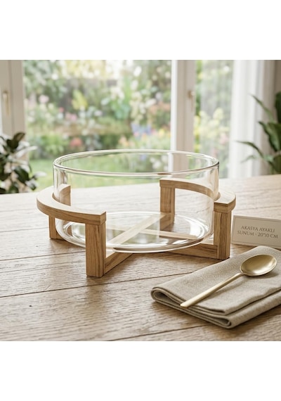 %100 Doğal Akasya Ayaklı Sunum Ve Salata Kasesi - Ahşap Ayaklı Meyvelik Ve Çerezlik 15x7 Cm Veya 20x10 Cm Seçenekli, 1 Adet 20cm 10cm Çok renkli