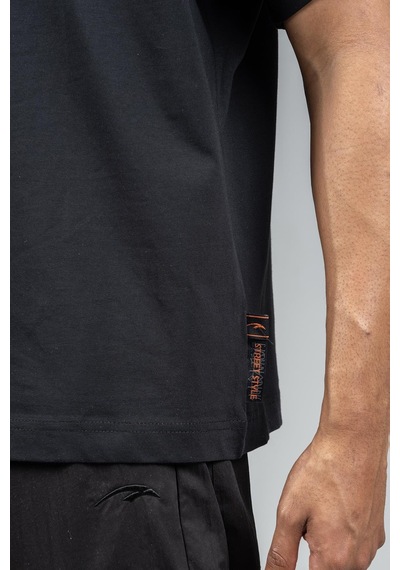 Maraton Sportswear Oversize Erkek Bisiklet Yaka Kısa Kol Basic Siyah T-shirt 23246-siyah