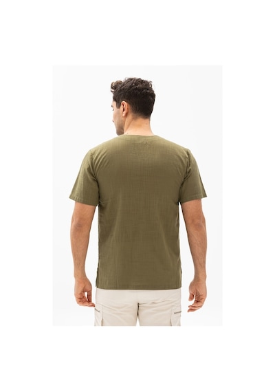Kısa Kol Şile Bezi Bisiklet Yaka Erkek Tshirt Haki 3049