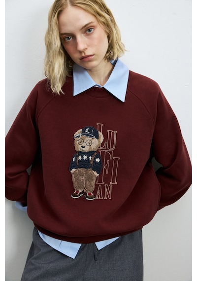 Lufian Dıamond Kadın Örme Sweatshırt Bordo Bordo 122030034100740