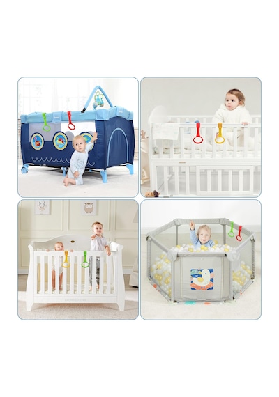 Microcase Bebek Beşiği Ve Oyun Parkı İlk Adım Ayağa Kalkma Yardımcı Tutamaç Halkası - Güvenli Bebek Jimnastik Halkası 2 Adet - Al5889