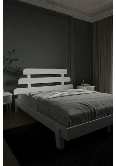 Renazzo Lotus X New Masif Ahşap Karyola Beyaz 180x200 Beyaz - 180 X 200
