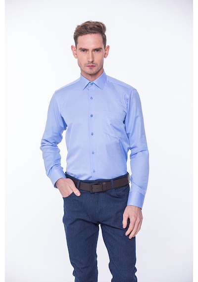 Klasik Uzun Kol Oxford Hediye Kutulu Kolay Ütülenebilir Erkek Gömlek Fs-001254 - Mavi-1391 MAVİ
