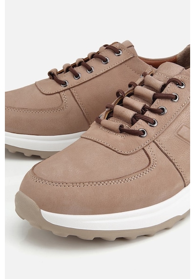 Yaya Erkek Bej Nubuk Deri Bağcık Detaylı Sneaker
