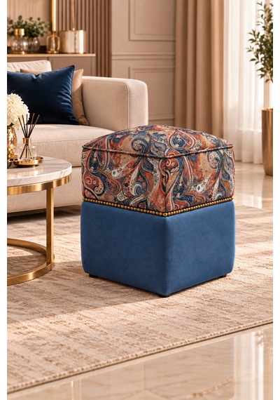 Şahzar Lüks Dekoratif Kare Puf 40x40x48 Cm Desenli Koltuk Pufu, Gold Boncuk Şerit Detaylı Mavi Desenli - 936695820 Mavi Desenli Şahzar Lüks Dekoratif Kare Puf 40x40x48 Cm Desenli Koltuk Pufu, Gold Boncuk Şerit Detaylı Mavi Desenli - 936695820 Mavi Desenli
