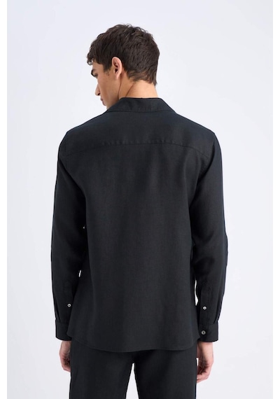 DeFacto %100 Keten Regular Fit Polo Yaka Yazlık Uzun Kollu Siyah Gömlek D9925AX25SPBK81 DeFacto %100 Keten Regular Fit Polo Yaka Yazlık Uzun Kollu Siyah Gömlek D9925AX25SPBK81