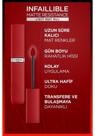 L'Oréal Paris Infaillible Matte Resistance Likit Mat Ruj 500 Wine Not
