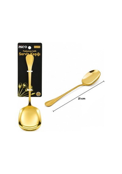 Metal Servis Kaşığı - 21 Cm - Gold Renk Altın