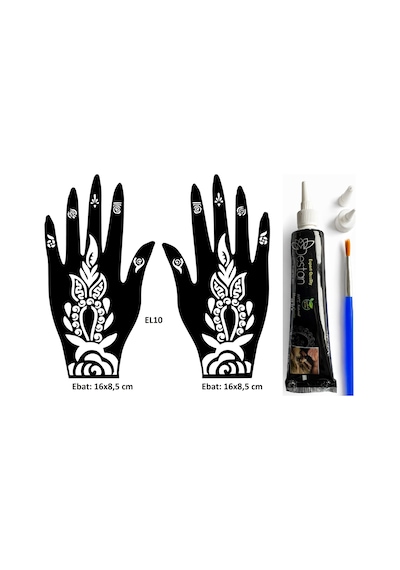 Hint Kınası Ve Şablonla Geçici Dövme Yapma Seti Set 53