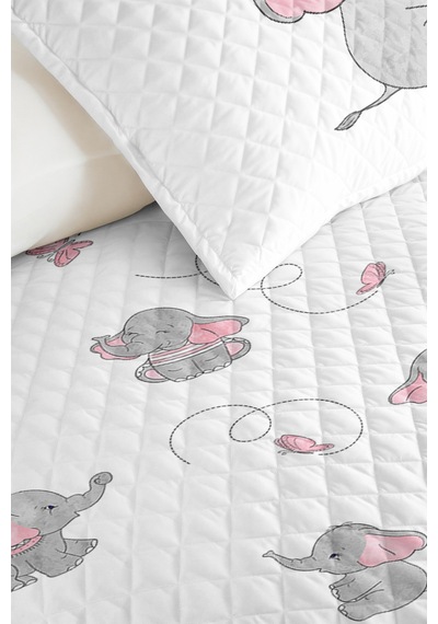 Evimde Bambaşka Fil Bebek Kız Çocuk Pike Takımı - Sevimli Minimal Gri Pembe Bebek Odası Yatak Örtüsü - 160x220 CM Evimde Bambaşka Fil Bebek Kız Çocuk Pike Takımı - Sevimli Minimal Gri Pembe Bebek Odası Yatak Örtüsü - 160x220 CM