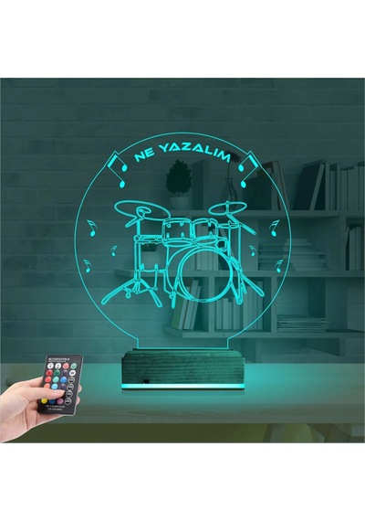 Luvivia Bateri Baterist Kişiye Özel 3d Lamba - Masa Gece Lambası Şeffaf