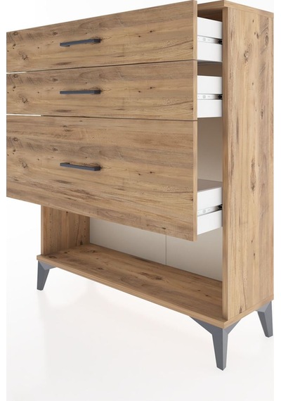 Arges Şifonyer 3 Çekmeceli 88x30x106 Çam-çam Çam