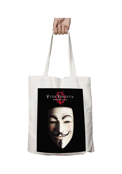 Art Hediye V For Vendetta Film Maske İki Tarafı Kalıcı Baskılı Yıkanabilir Çanta Çok Renkli