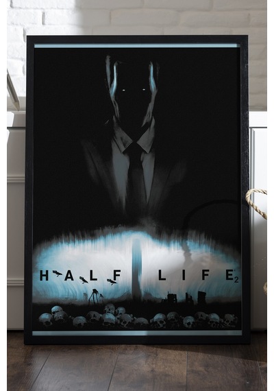 Half Life Siyah Ahşap Çerçeveli Poster, Dekoratif Oyun Duvar Tablosu