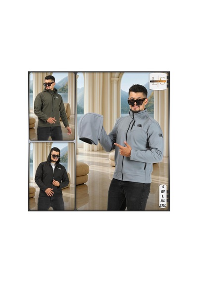Lasgaris Jeans Erkek Softshell Mont Kapüşonlu, Çıkarılabilir Şapka Detaylı Siyah