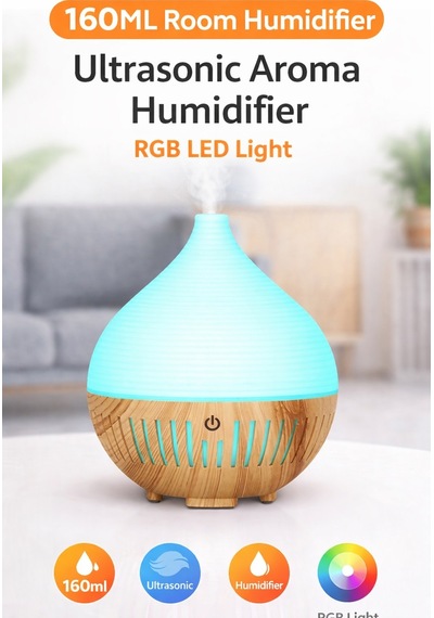 160ml Mini Oda Hava Nemlendirici Ultrasonic Aroma Humudifier Rgb Led Işıklı Buhar Makinesi
