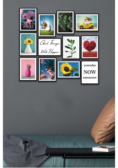 No77decor 12 Parça Modern Tarzda Sanatsal Mdf Tablo Seti
