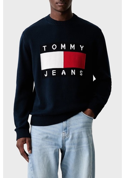 Tommy Jeans Pamuklu Logolu Regular Fit Kazak Erkek Kazak Dm0dm23413 C1g Lacivert