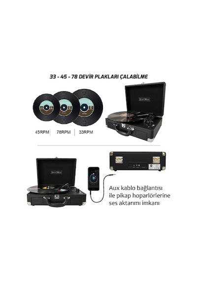 Record Master T310ch Şarj Özellikli Pikap - 33, 4