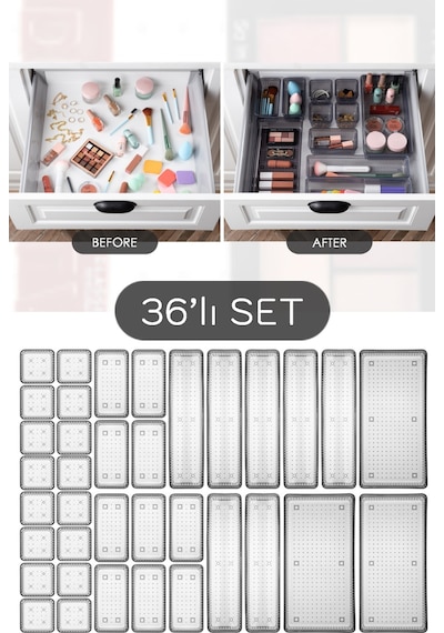 Meleni Home 36 Parça Mega Set Modüler Makyaj Organizer - Takı Aksesuar Düzenleyici Set Siyah Meleni Home 36 Parça Mega Set Modüler Makyaj Organizer - Takı Aksesuar Düzenleyici Set Siyah