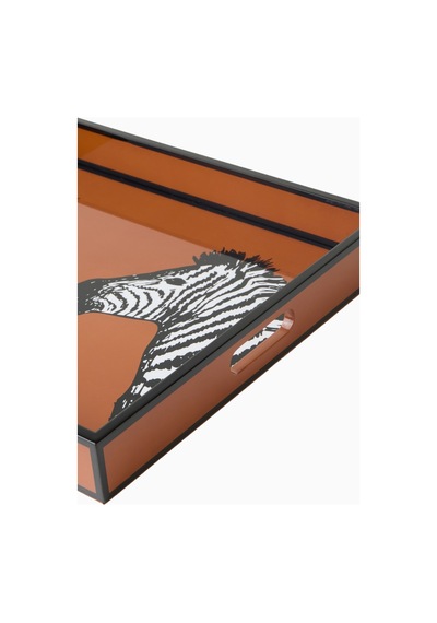 Jonathan Adler Zebra Lake Dekoratif Servis Ve Sunum Tepsisi, Kahverengi