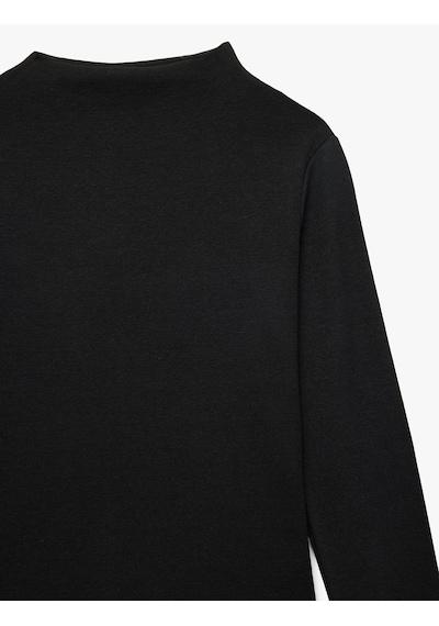 Koton Dik Yaka Modal Karışımlı Uzun Kollu Slim Fit Tişört Siyah 7wkg10187ak