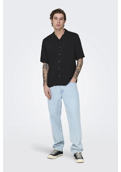 Only & Sons Onsdash Lıfe Reg Vısc Res Ss Shırt Siyah Erkek Gömlek 22024164 Siyah