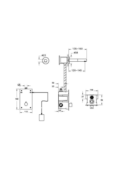 VitrA Origin Ankastre Kısa Temassız Lavabo Bataryası Fırçalı Nikel A4711034