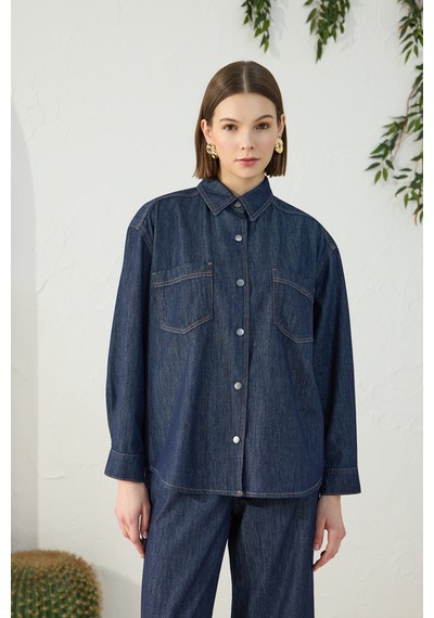 Aker Lacivert Denim Gömlek Lacivert Lacivert