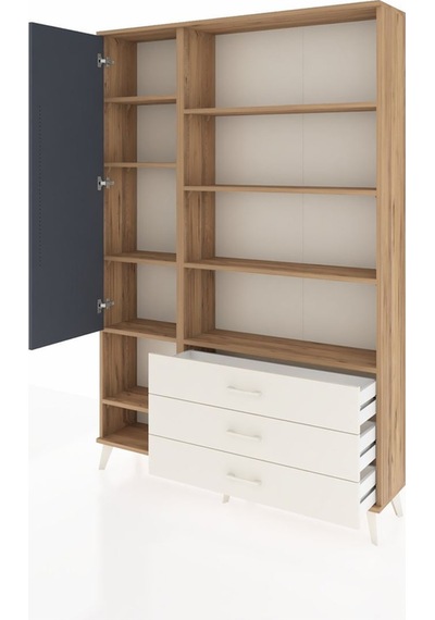 Arges Dolap 9 Raflı 3 Çekmeceli Tek Kapaklı 132x30x195 Çam-antrasit/aytaşı Antrasıt/aytası Arges Dolap 9 Raflı 3 Çekmeceli Tek Kapaklı 132x30x195 Çam-antrasit/aytaşı Antrasıt/aytası