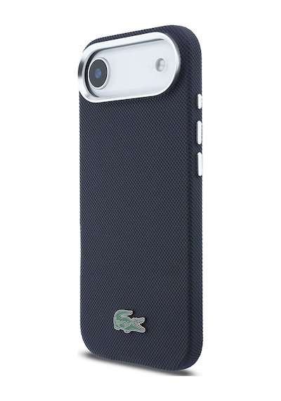 Apple iPhone 17 Air Kılıf Lacoste Lisanslı M-safe Uyumlu Pvc Pike Desenli İkonik Timsah Logolu Lacivert