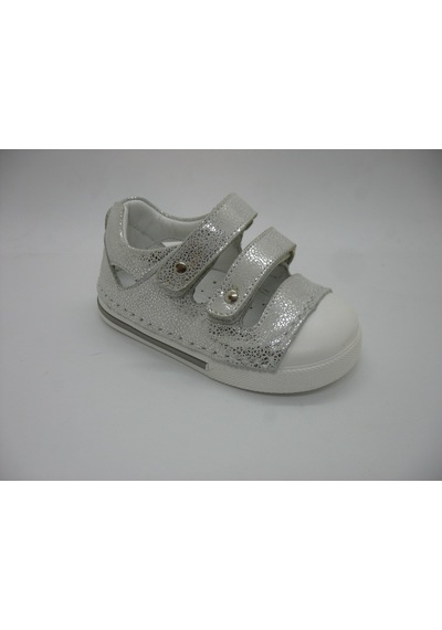 Angelokids Elma Şekeri 01103 Deri Ortopedik Ilk Adım Gümüş Sandalet 19-21 Gümüş
