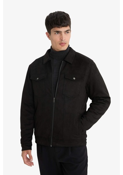 Defacto Slim Fit İç Cepli Süet Mevsimlik Baharlık Siyah Erkek Mont A3254ax/bk27 Siyah