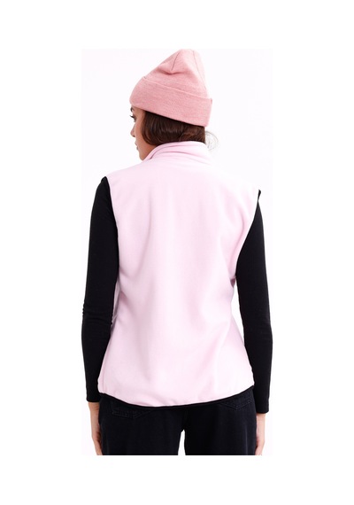 Monox Kadın Slim Fit Tam Fermuarlı Polar Yelek Pembe