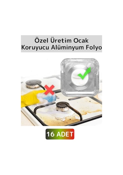 Premium Dayanıklı Uzun Ömürlü Kolay Temizlenebilir Ocak Yağ Kir Önleyici Kare Alüminyum Folyo 16'lı