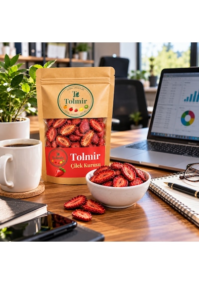 Tolmir %100 Doğal Çilek Kurusu 100 G - Şeker İlavesiz Katkısız Kurutulmuş Çilek Dilimleri