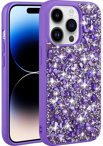 Apple Uyumlu iPhone 14 Pro Kılıf Parlak Taşlı Tasarım Zore Linea Kılıf