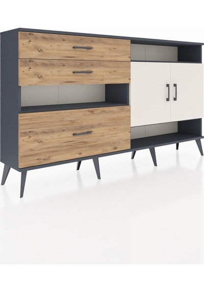 Arges Konsol 4 Raflı 3 Çekmeceli 2 Kapaklı 176x30x99 Antrasit-ayt Antrasit-aytaşı/çam Arges Konsol 4 Raflı 3 Çekmeceli 2 Kapaklı 176x30x99 Antrasit-ayt Antrasit-aytaşı/çam